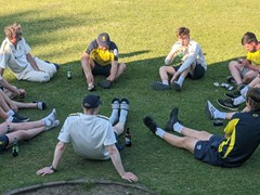 2021-06-12
St Albans v Bushey
A victory post-mortem is conducted at Clarence Park