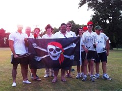 Pirates relax after a long day at Copford. Kit courtesy of Fun & Games.  PoW = Matt Pyatt
