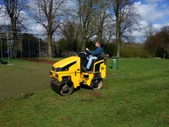 Views of Club members getting down to the business of having the ground ready for the new season.