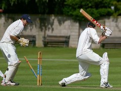P.Rees of Stirling County out bowled
