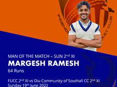 Excellent batting from Margesh scoring 64 runs for FUCC
