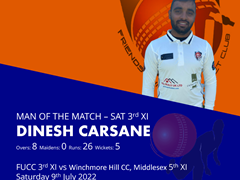 Excellent bowling taking a 5fer in his first Saturday game back!