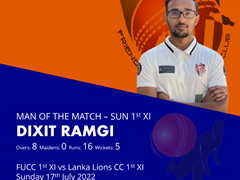 What an awesome spell from @dii_ramgi this Sunday picking up a 5'fer?? restricting Lanka Lions to 108 after a great start where they were 83-2!! Great win for the boys!??