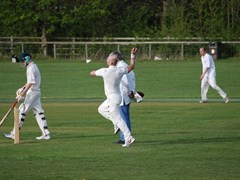 Debutant Paul Wood in his delivery stride