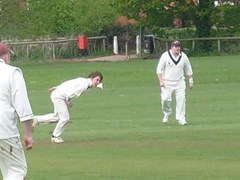 Alex White gives it his all in a man of the match bowling performance
