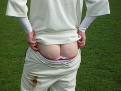 Looks like he just wiped it on his whites 