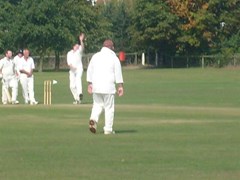 Phil bowls, Billso ambles in from square leg
