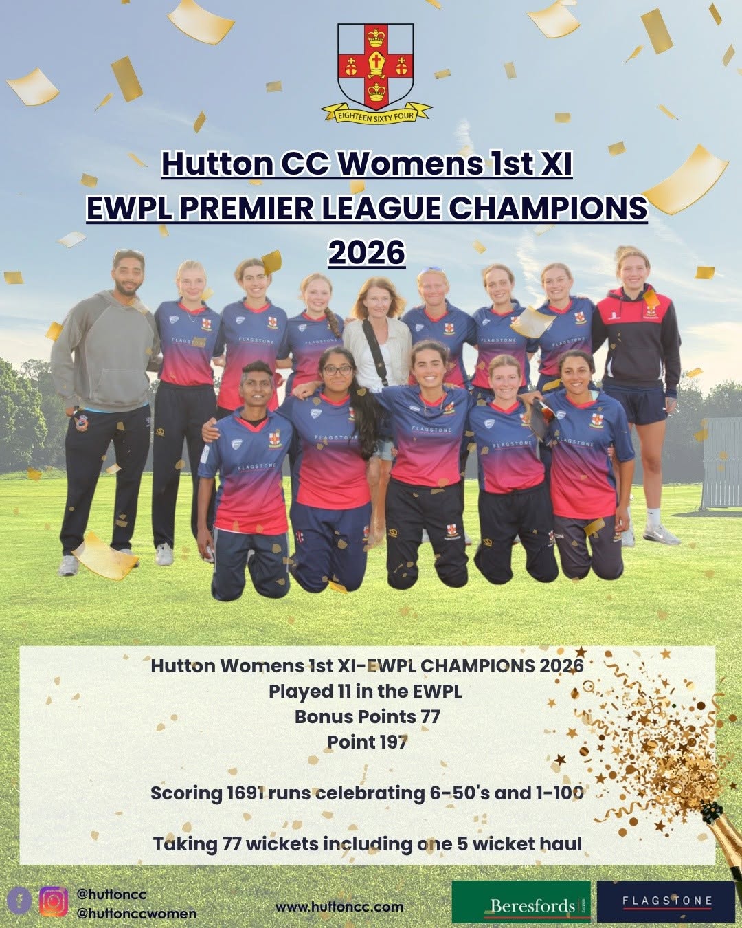 Women's 1st XI EWPL Premier League Champions 2026.