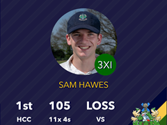 Sam Hawes with Performance of the Week for his maiden HCC century, 105 with 11 4s and 2 6s against Melton St Audry's (h)