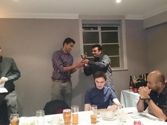 2nd XI Captain, Rohit Mahesh, presents the 2nd XI batting award to Chamila Perera