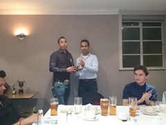1st XI Captain, Rahul Narula, presents the 1st XI batting award to Aman Arora