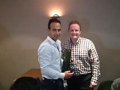 Club President, Andy Lowden, makes a special presentation to Rahul Narula in recognition of his contribution to the Club