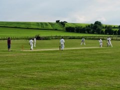 Marcus Gordon pulls behind square in the dying moments of his, and the team's innings at Cuxham