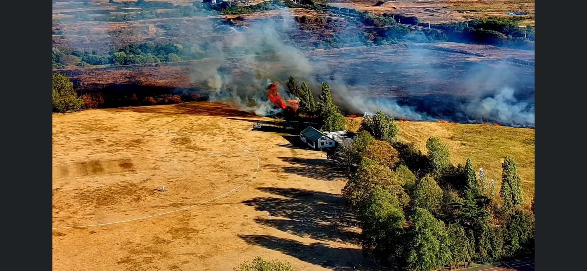 Rainham Cricket Club during a wildfire